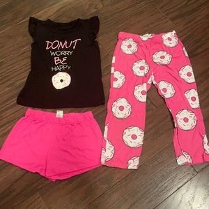 Girls 3 piece donut pj set